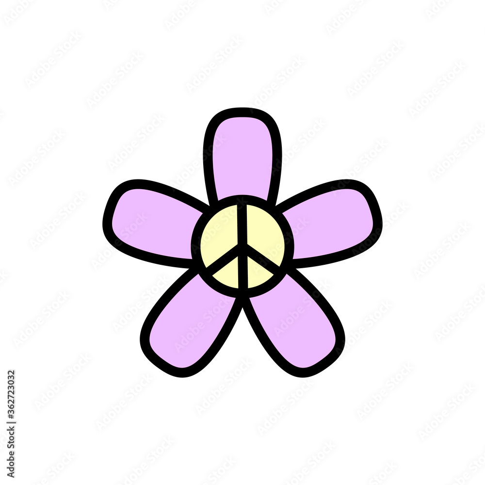 Poster flower, peace icon. simple color with outline vector elements of flower children icons for ui and ux