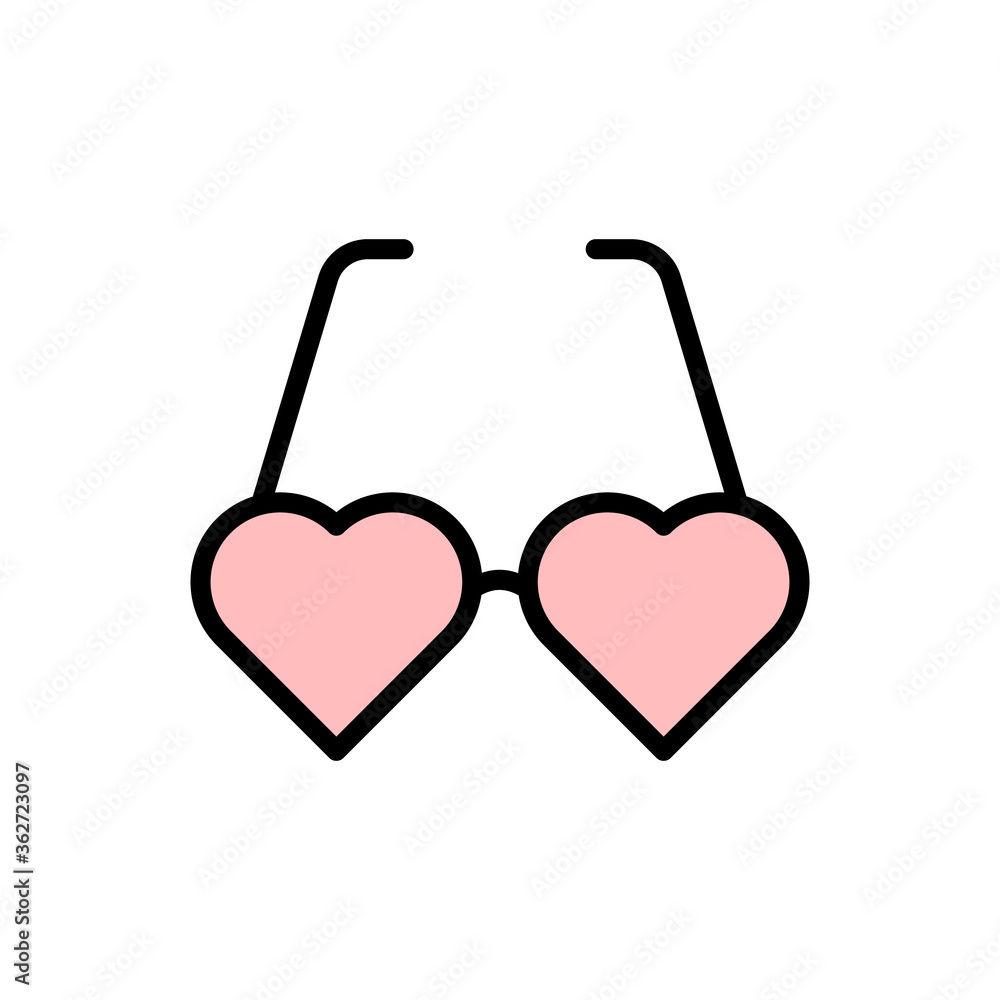 Poster heart, glasses icon. simple color with outline vector elements of flower children icons for ui and u