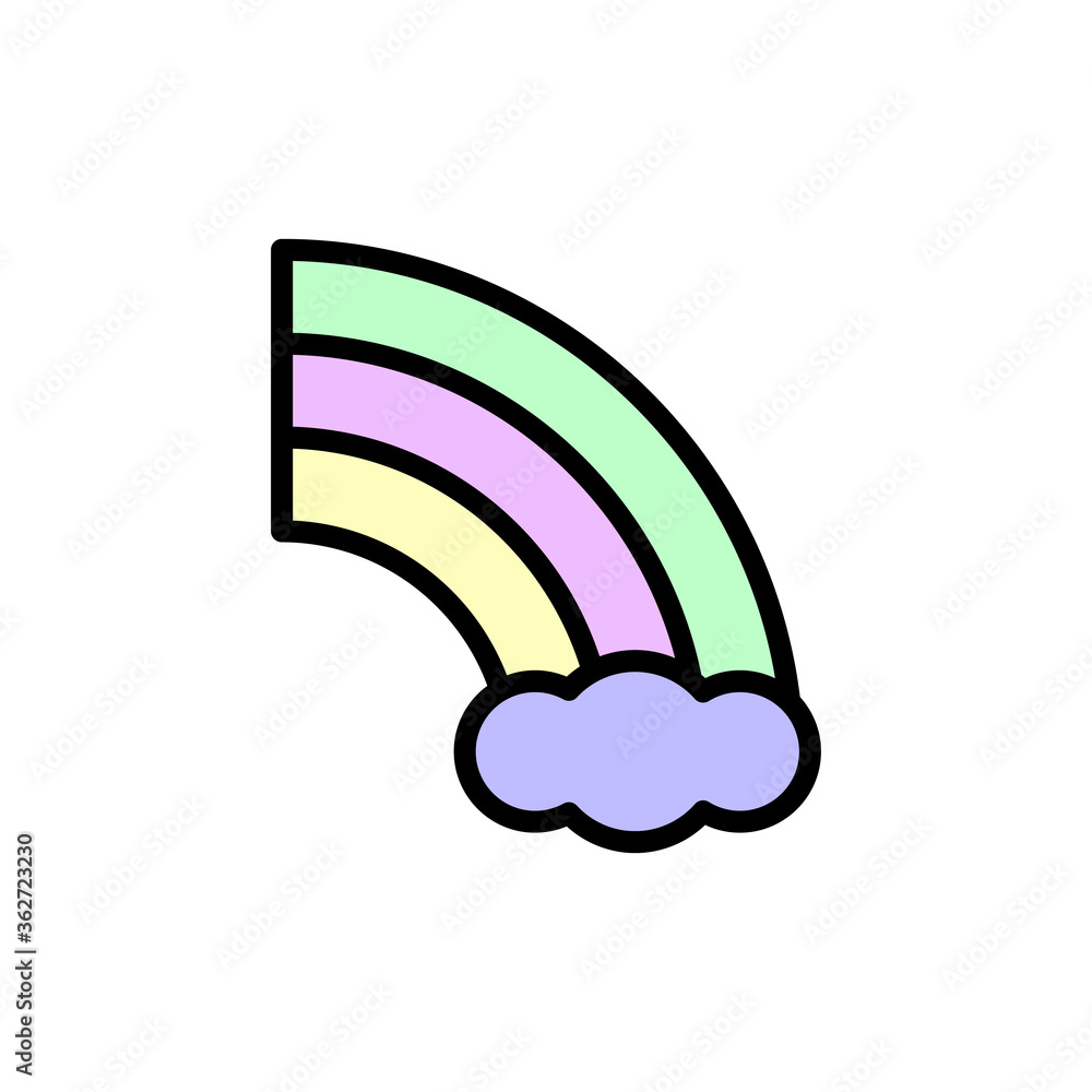 Aufkleber rainbow, cloud icon. simple color with outline vector elements of flower children icons for ui and u