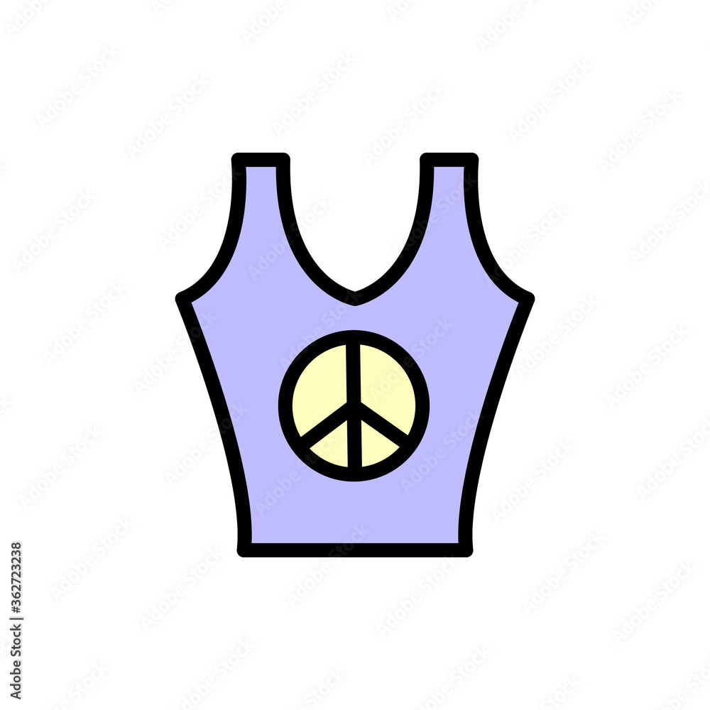Aufkleber t shit, peace icon. simple color with outline vector elements of flower children icons for ui and ux