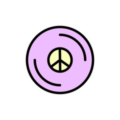 Peace, vinyl icon. Simple color with outline vector elements of flower children icons for ui and ux, website or mobile application