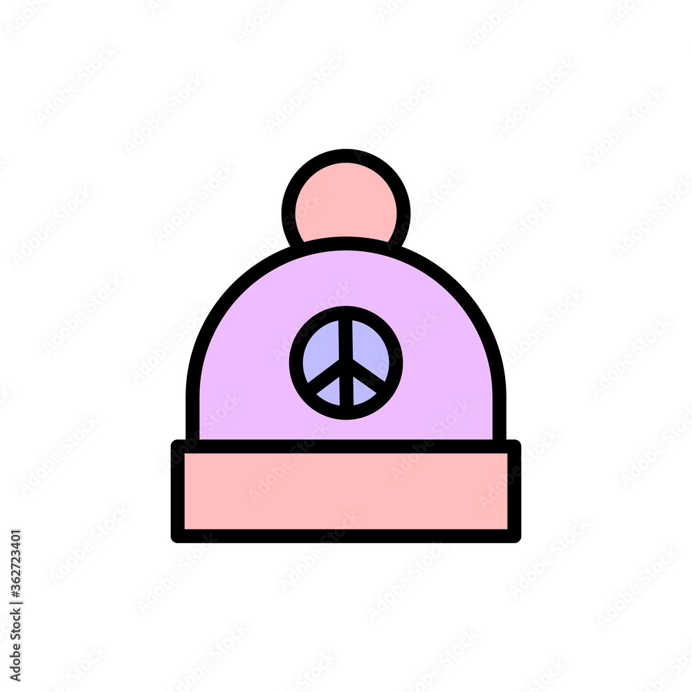 Aufkleber hat, peace icon. simple color with outline vector elements of flower children icons for ui and ux, w
