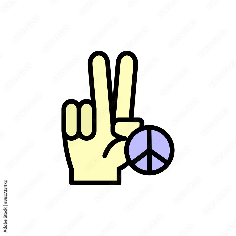 Poster hand, peace icon. simple color with outline vector elements of flower children icons for ui and ux, 