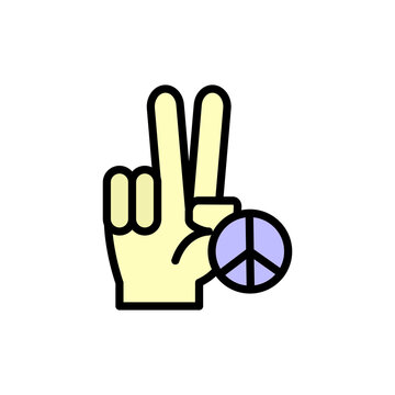Hand, peace icon. Simple color with outline vector elements of flower children icons for ui and ux, website or mobile application