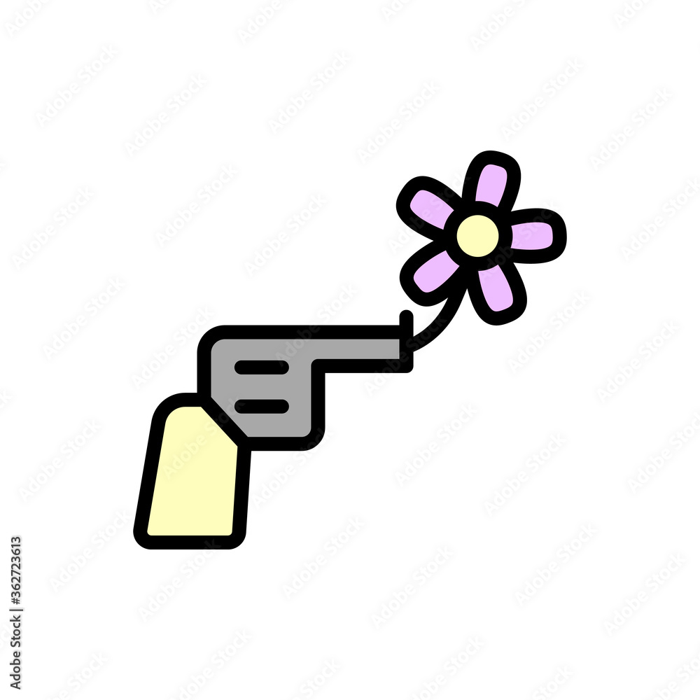 Poster revolver, flower icon. simple color with outline vector elements of flower children icons for ui and