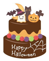ハロウィンの飾り付きチョコレートケーキ