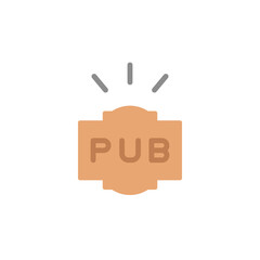 Pub sign, label icon. Simple color vector elements of international beer day icons for ui and ux, website or mobile application