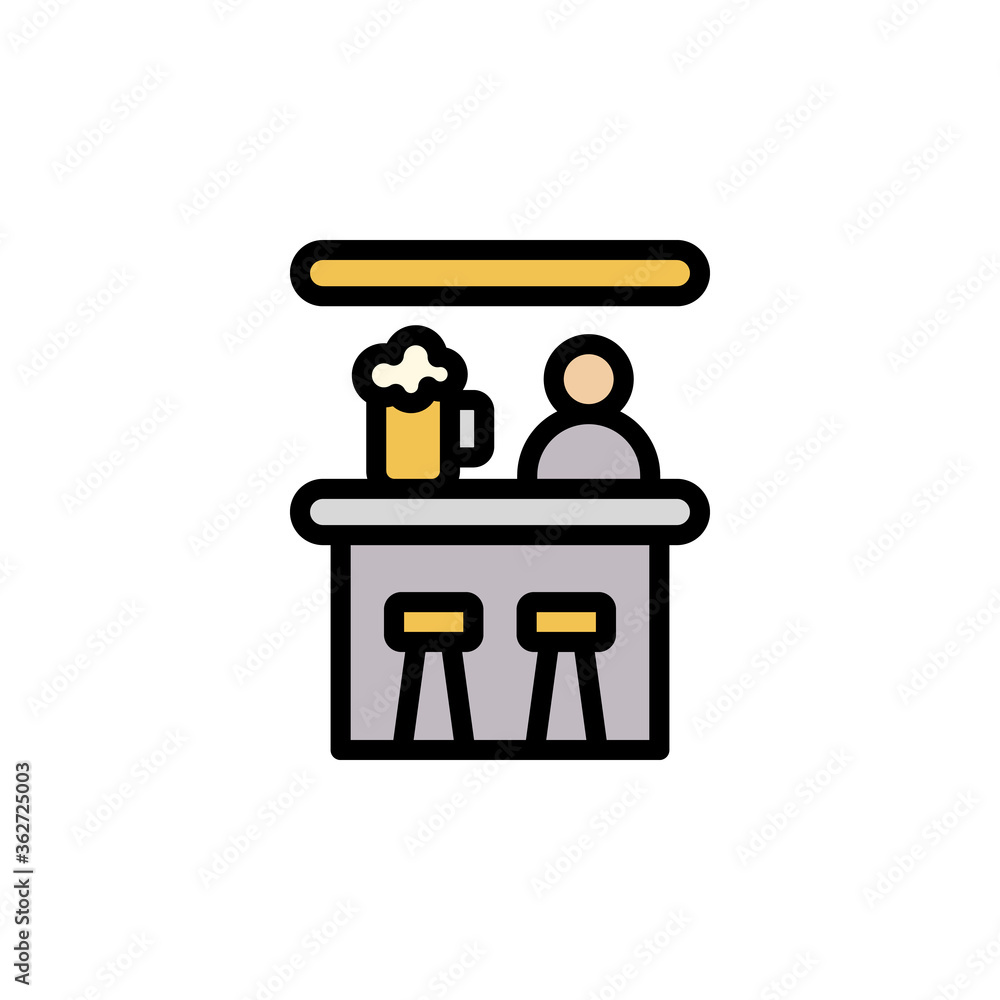 Aufkleber bar table, beer icon. simple color with outline vector elements of international beer day icons for 