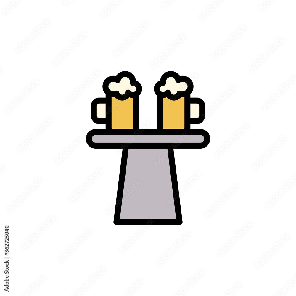 Aufkleber bar table, beer icon. simple color with outline vector elements of international beer day icons for 