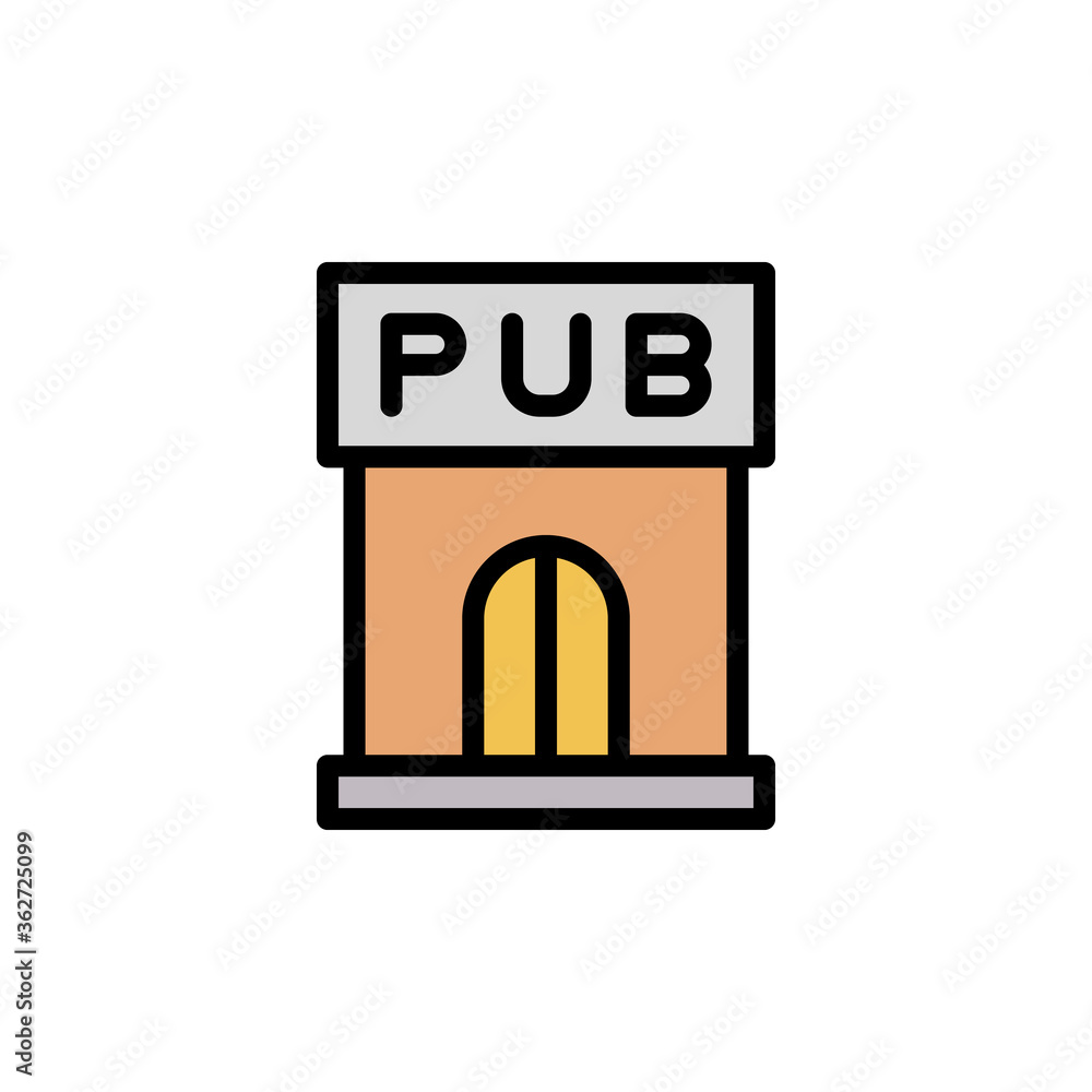 Poster pub, beer icon. simple color with outline vector elements of international beer day icons for ui and