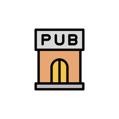 Pub, beer icon. Simple color with outline vector elements of international beer day icons for ui and ux, website or mobile application
