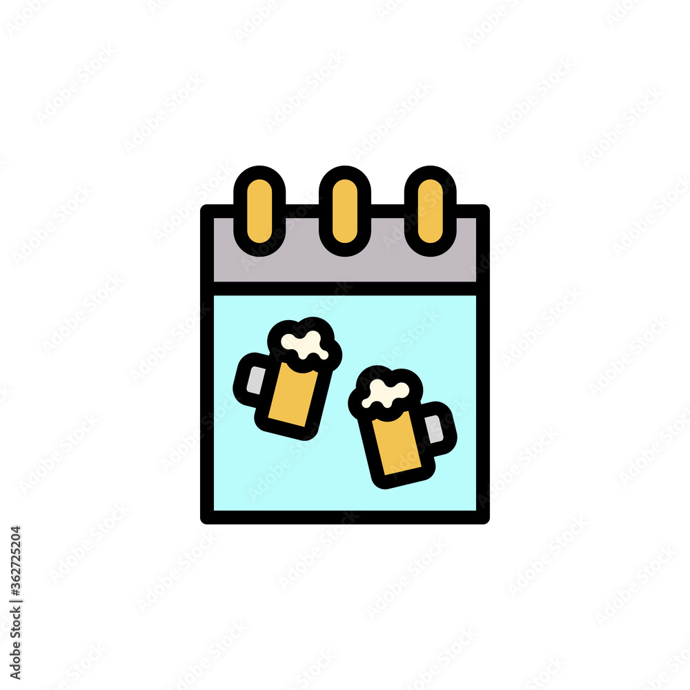 Poster beer day, calendar icon. simple color with outline vector elements of international beer day icons f