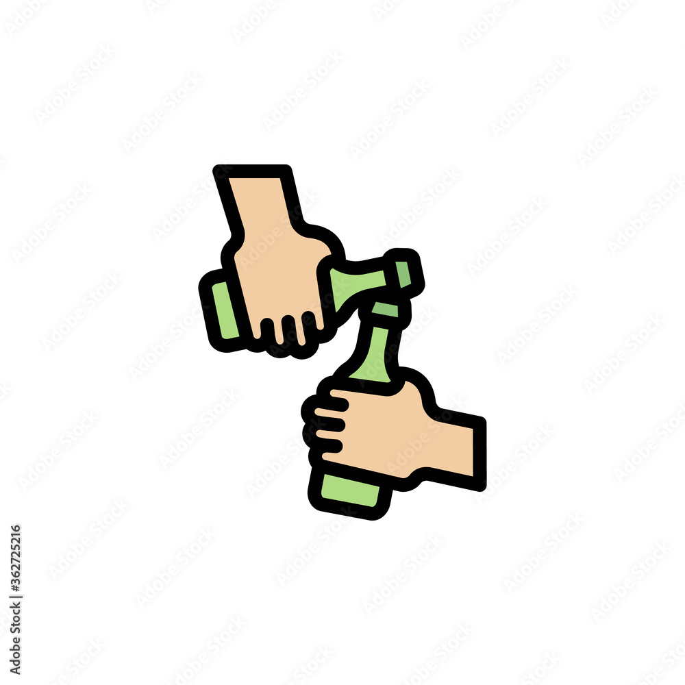 Poster toast, beer icon. simple color with outline vector elements of international beer day icons for ui a