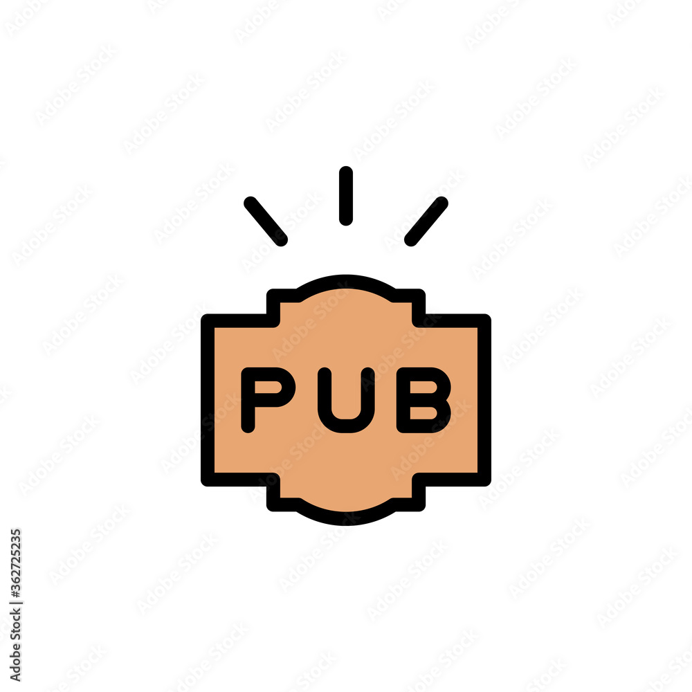 Poster pub sign, label icon. simple color with outline vector elements of international beer day icons for 