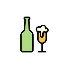 Beer bottle, goblet icon. Simple color with outline vector elements of international beer day icons for ui and ux, website or mobile application