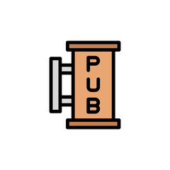 Pub, sign, beer icon. Simple color with outline vector elements of international beer day icons for ui and ux, website or mobile application