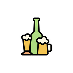 Beer bottle, beer steins icon. Simple color with outline vector elements of international beer day icons for ui and ux, website or mobile application