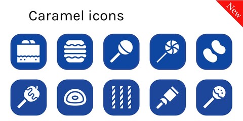 Modern Simple Set of caramel Vector filled Icons