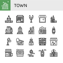 town simple icons set