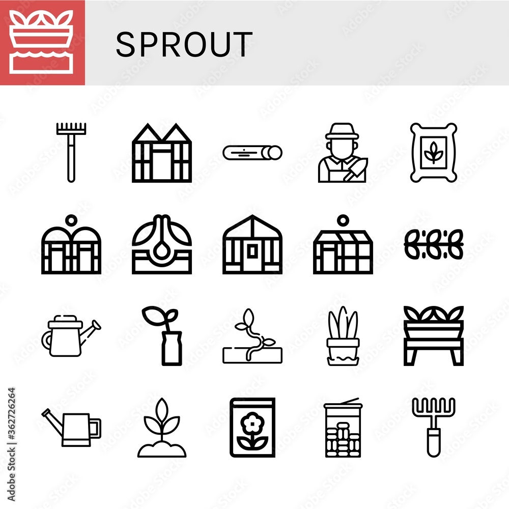 Poster sprout simple icons set
