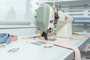 seamstress workplace and many items on the table