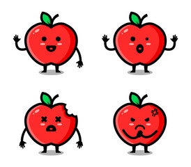 Funny cute apple character illustration