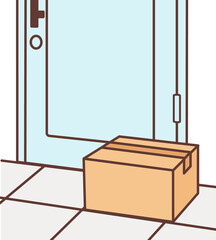 ドアの外に置かれた段ボール　置き配