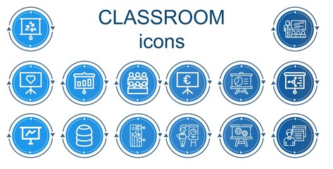 Editable 14 classroom icons for web and mobile