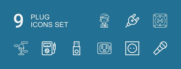 Editable 9 plug icons for web and mobile