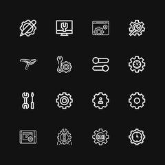 Editable 16 sprocket icons for web and mobile