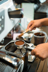 coffee tamper to coffee machine