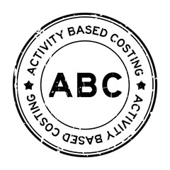 Grunge black ABC (abbreviation of activity based costing) word round rubber seal stamp on white background