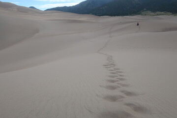 Fototapeta na wymiar Footsteps through the sand