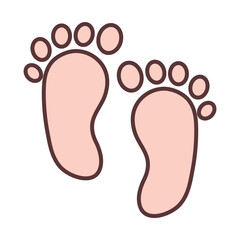 baby little footprints, newborn invitation template line and fill icon