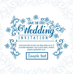 greeting card with flowers and leaves, wedding invitation with flowers and leaves decoration vector illustration design