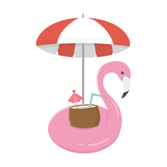 summer travel and vacation float flamingo cocktail umbrella tropical
