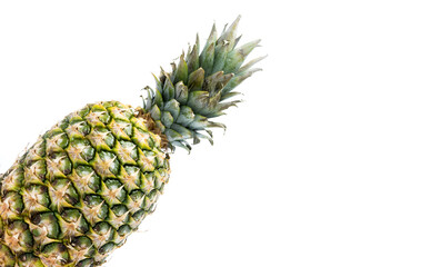 Fresh pineapple on white black background. Concept of summer, health and fun. Copy Space