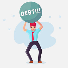 businessman in debt concept vector illustration in flat style