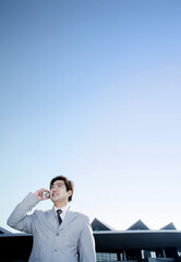 Businessman talking on the hand phone