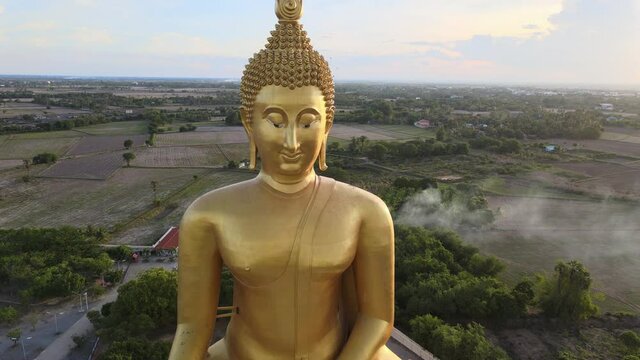 Buddhist Temple (Wat Muang), Thailand Aerial view