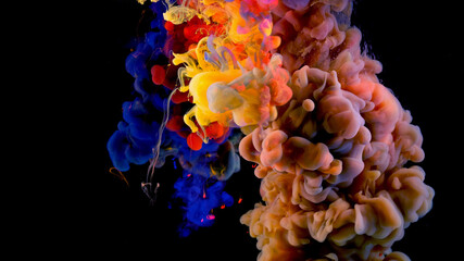 Color paint drops in water 
