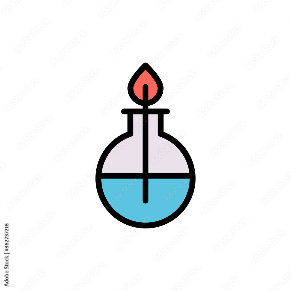 Poster flask, chemistry, fire icon. simple color with outline vector elements of stinks icons for ui and ux