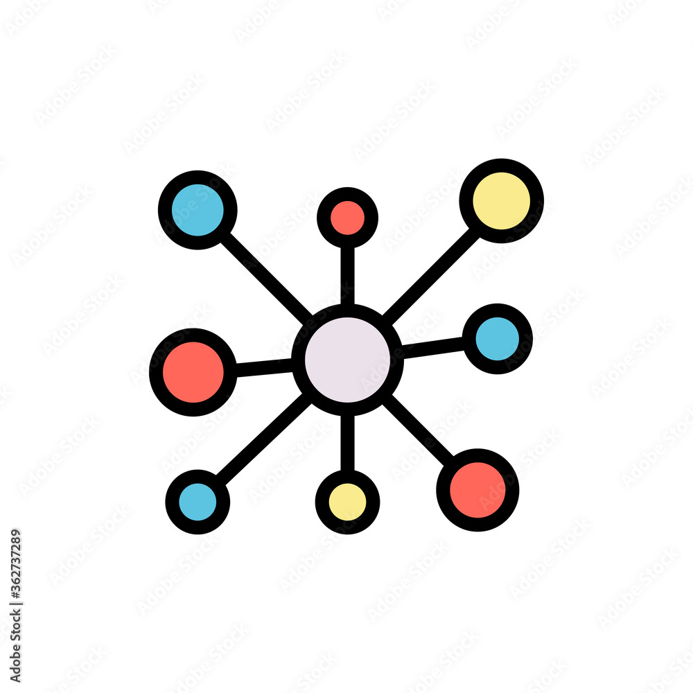 Poster atom, chemistry icon. simple color with outline vector elements of stinks icons for ui and ux, websi