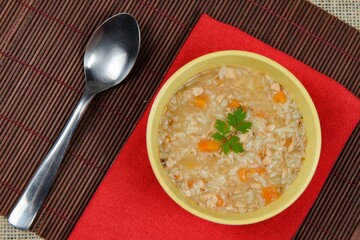 hot chicken soup broth