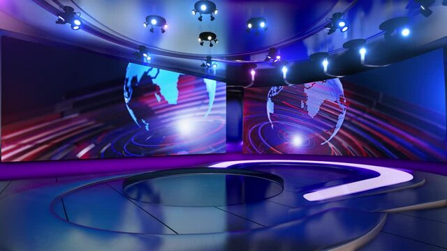 3d virtual news studio green screen background
