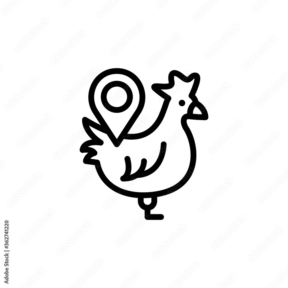 Poster hen, gps, location icon. simple line, outline vector elements of automated farming icons for ui and 