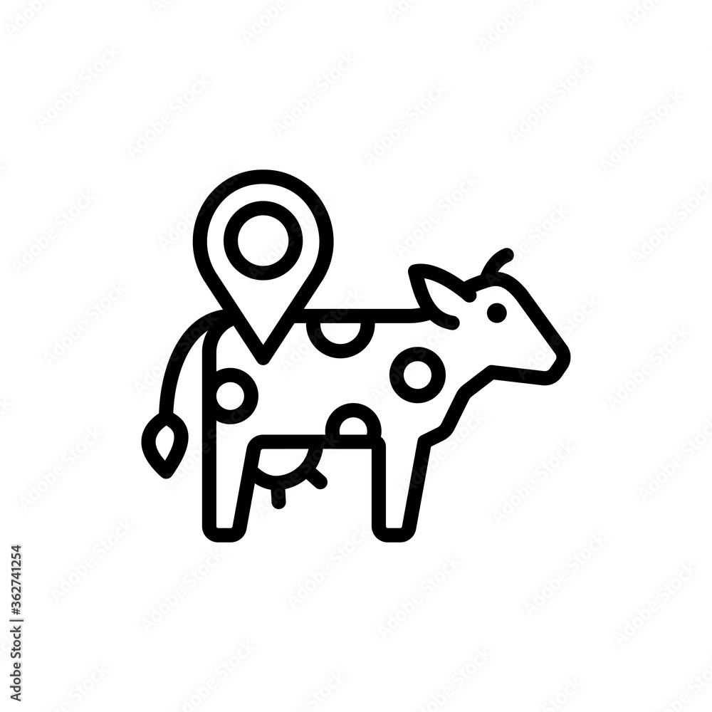 Poster cow, gps, placeholder icon. simple line, outline vector elements of automated farming icons for ui a