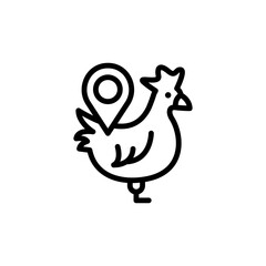 Hen, Gps, location icon. Simple line, outline vector elements of automated farming icons for ui and ux, website or mobile application