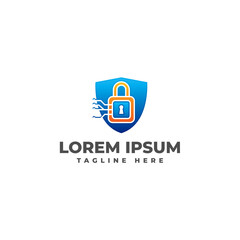 Network Shield Security Lock  Logo Vector Icon Illustration