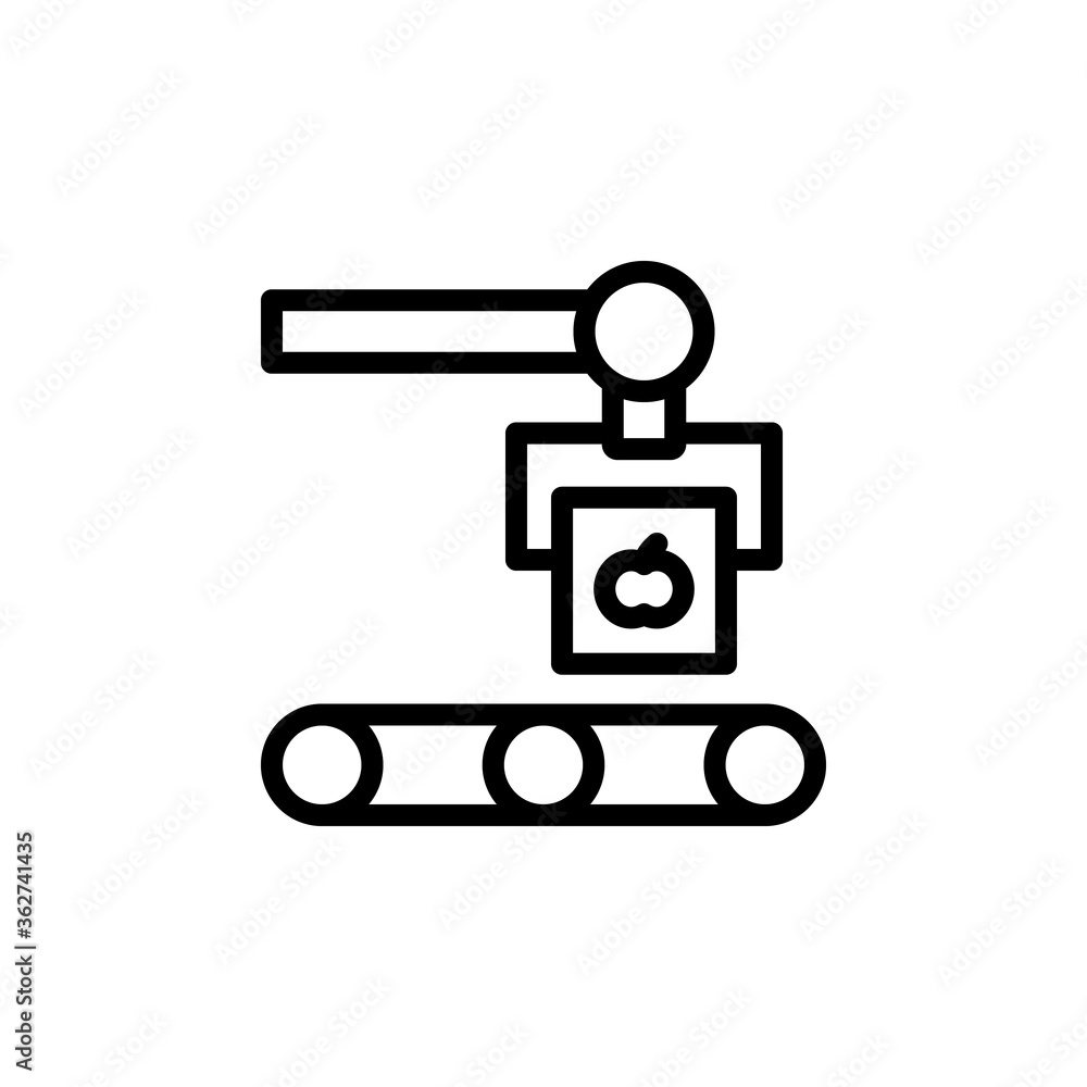 Poster robotics, production, tomato icon. simple line, outline vector elements of automated farming icons f